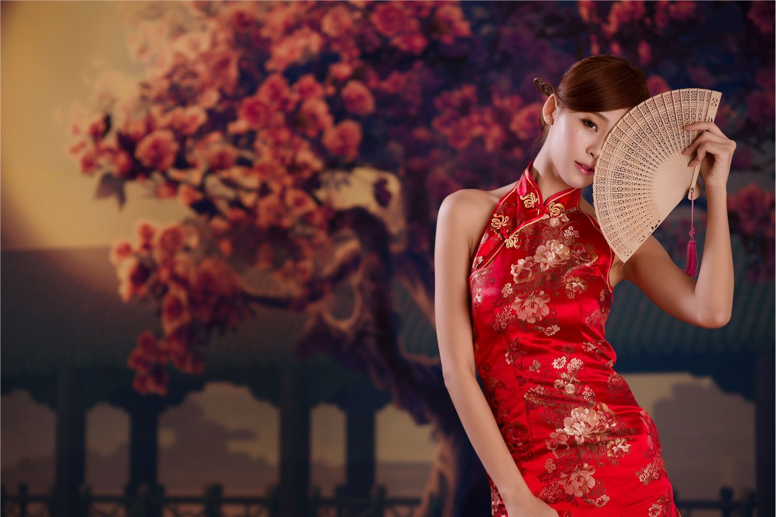 Beautyleg Winnie小雪红色旗袍性感迷人